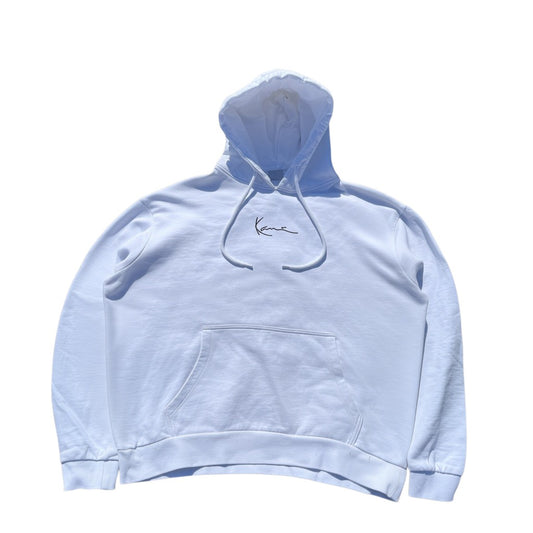 Hellblauer Karl Kani Script Hoodie Größe M vorne