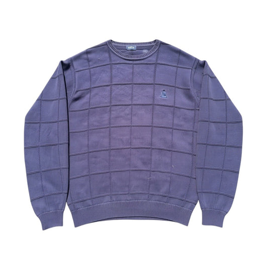 Dunkelblauer IZOD Strickpullover mit Rasterstruktur vorne