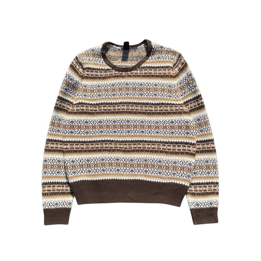 Gap Fair-Isle-Pullover in Braun und Creme, Vorderansicht