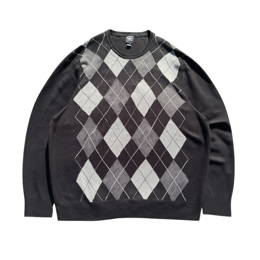 Dockers Argyle-Pullover in Schwarz und Grau, Vorderansicht