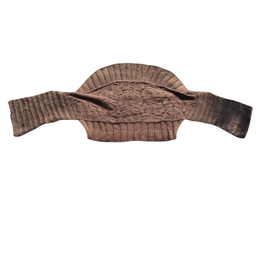 Brauner Cable-Knit-Bolero mit langen Ärmeln, Vorderansicht