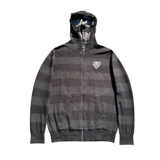 Guess Jeans Zip-Hoodie in Schwarz und Grau, Vorderansicht