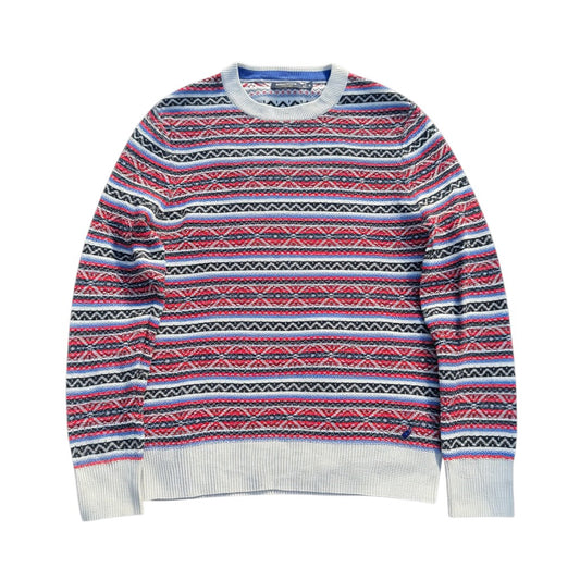 Nautica Fair-Isle-Pullover Grau/Rot, Gr. M, Hauptbild Vorderseite
