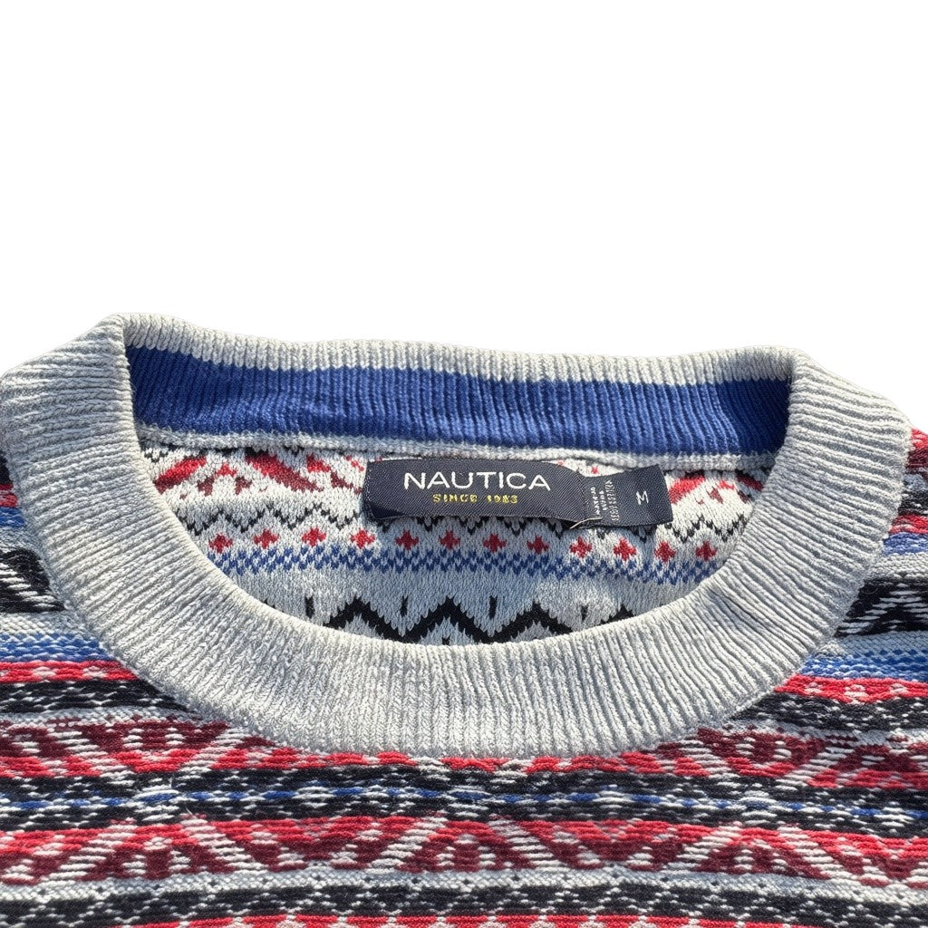 Nautica Fair-Isle-Pullover Grau/Rot, Gr. M, Marke und Größe