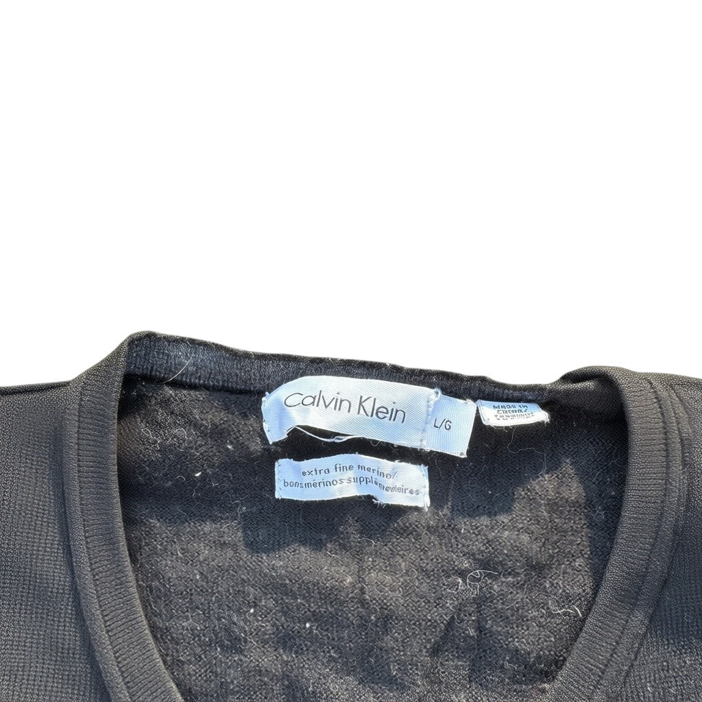 Calvin Klein Merino V-Neck Pullover Anthrazit, Gr. L, Marke Größe Materialhinweis