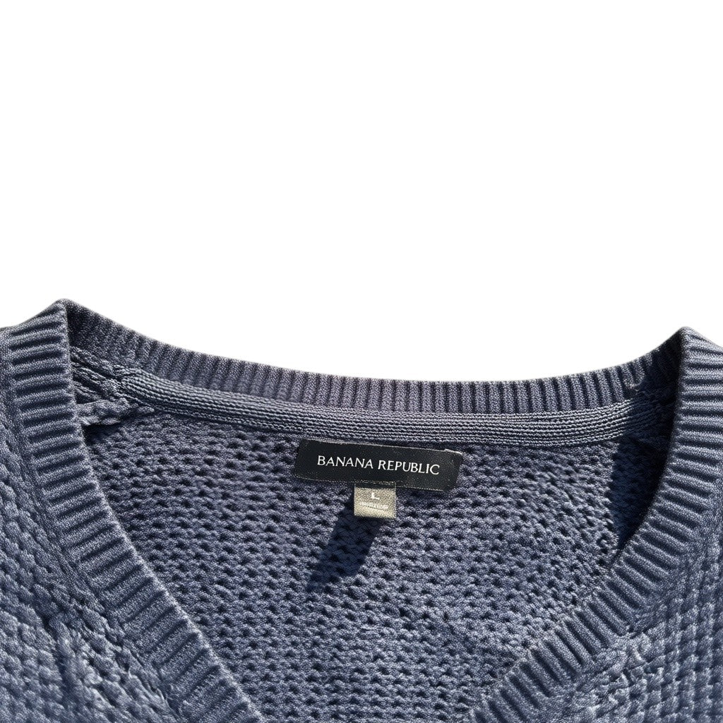 Banana Republic Zopfstrick V-Neck Navy, Gr. L, Marke und Größe