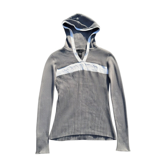 Calvin Klein Jeans Rippstrick-Hoodie Grau, Gr. L, Hauptbild Vorderseite