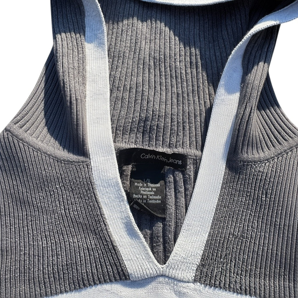 Calvin Klein Jeans Rippstrick-Hoodie Grau, Gr. L, Marke und Größe