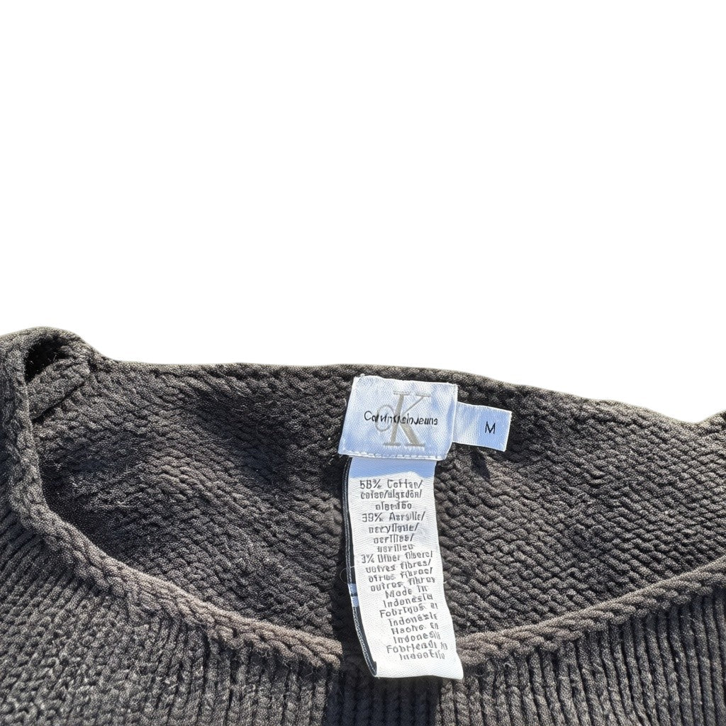 Calvin Klein Jeans Langarm-Strickshirt Anthrazit, Gr. M, Marke Größe Materialetikett