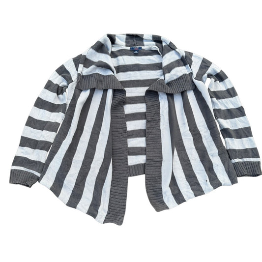 Chaps Denim Streifen-Cardigan mit Schalkragen, Vorderansicht