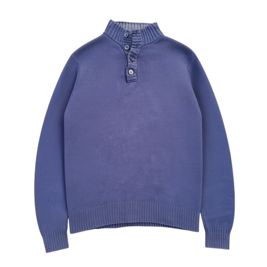 Old Navy Pullover mit Knopfkragen in Blau, Vorderansicht