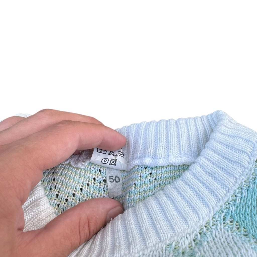 Größenetikett 50 am markenlosen Argyle Pullover