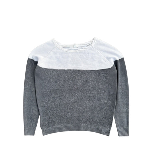 Grau weißer Forever 21 Colorblock Pullover vorne