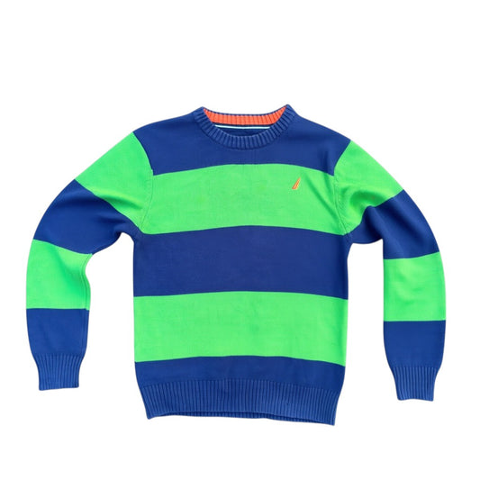 Blau grüner Nautica Blockstreifen Pullover vorne