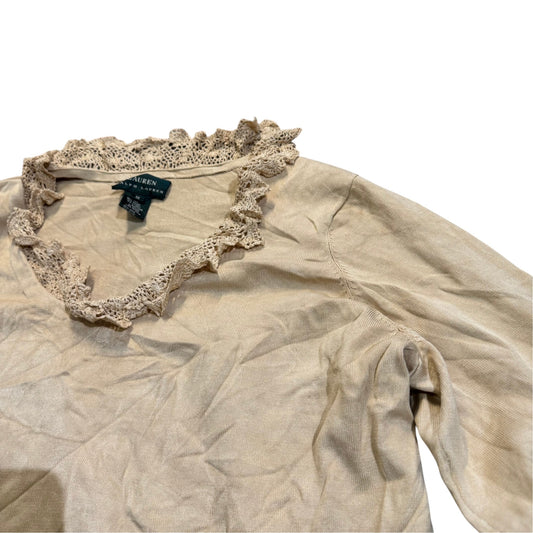 Lauren Ralph Lauren Spitzenpullover aus Seidenmix — Creme · 1X – Detailansicht