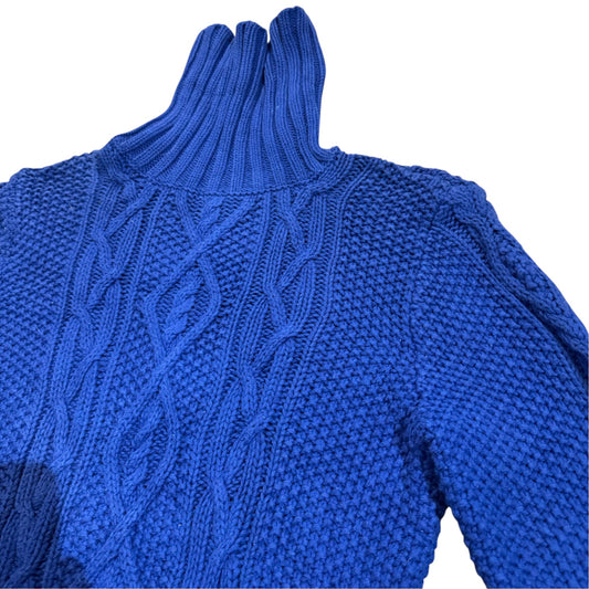 Lauren Ralph Lauren Zopfstrickpullover mit hohem Kragen — Kobaltblau · L – Detailansicht