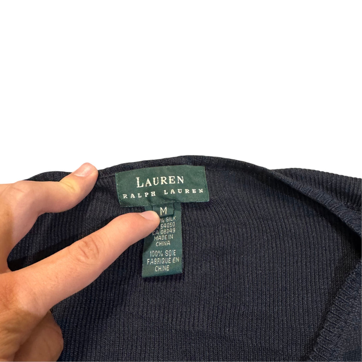 Lauren Ralph Lauren Strickpullover mit Kragen — Navy · M – Etikett/Detail