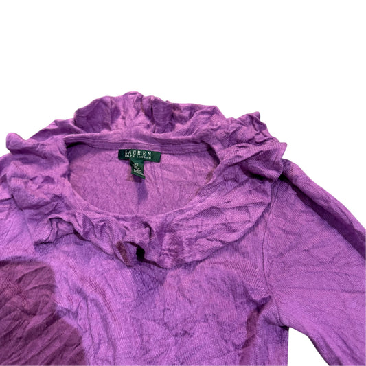 Lauren Ralph Lauren Rüschen-Rollkragenpullover — Lila · XS – Detailansicht