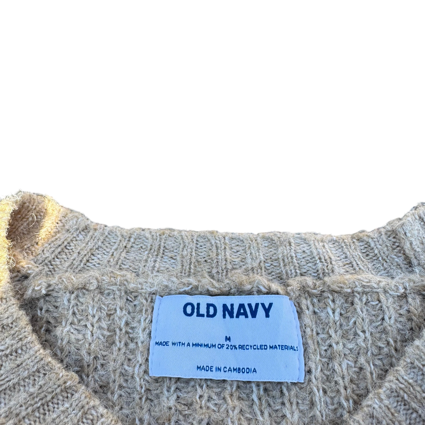 Old Navy Raglan Crewneck – Beige · M – Marken- und Größenetikett