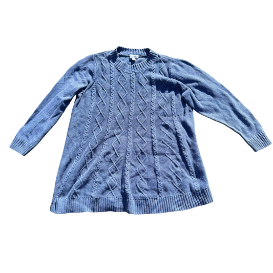 Susan Graver Cable-Knit Crewneck – Blau · 2X – Produktansicht