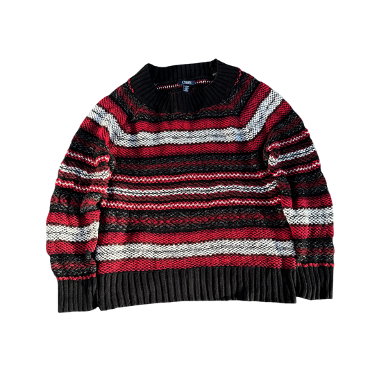 Chaps Striped Crewneck – Schwarz/Rot/Weiß · XL – Produktansicht