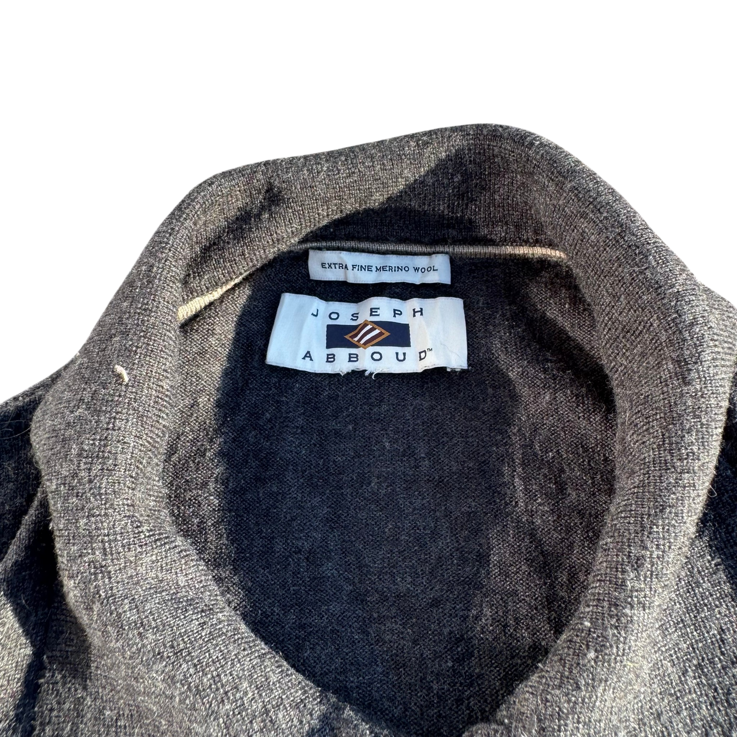 Joseph Abboud Merino Longsleeve Polo – Grau · Größe unbekannt – Marken- und Größenetikett
