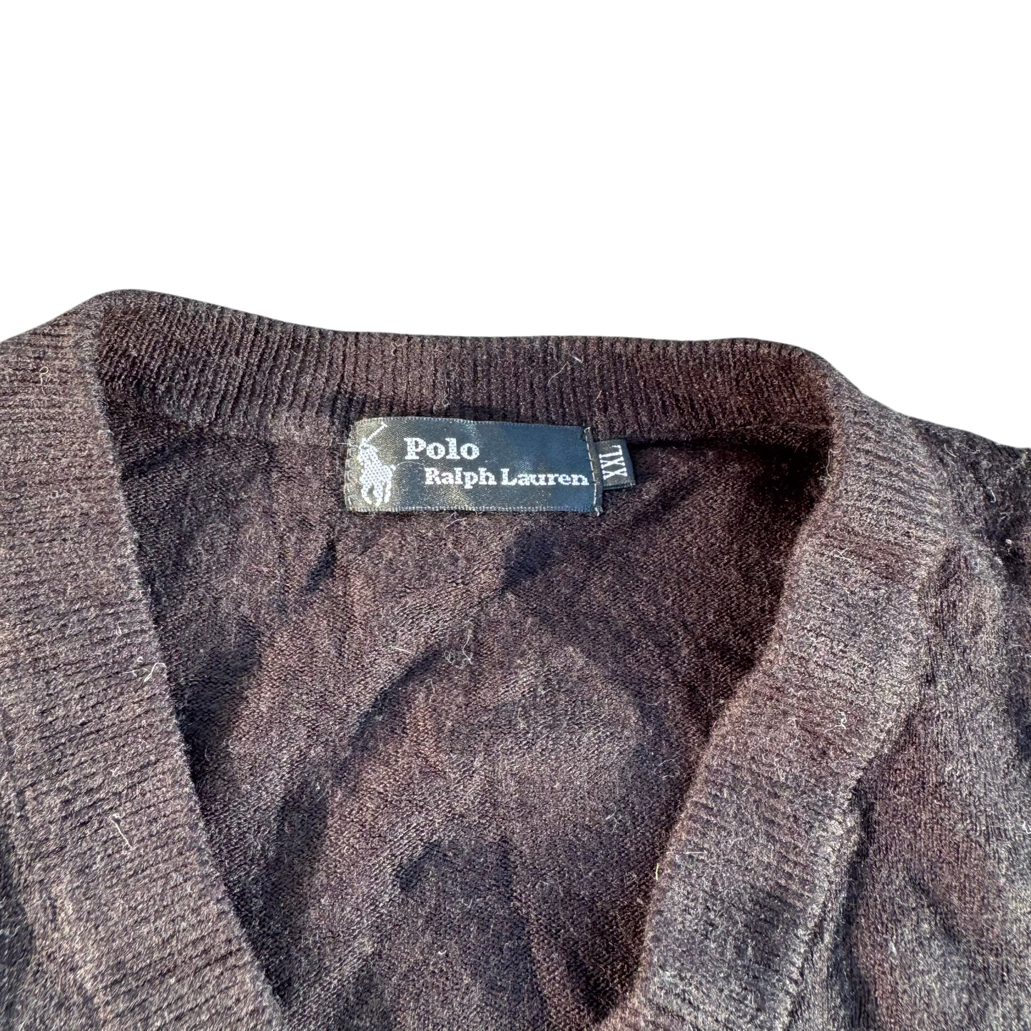Polo Ralph Lauren Logo V-Neck – Anthrazit · XL – Marken- und Größenetikett