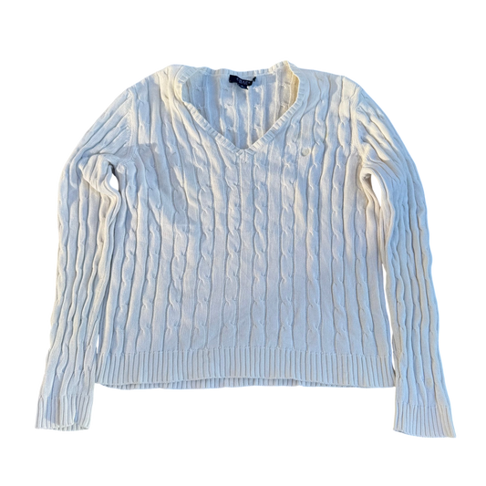 Chaps Cable-Knit V-Neck – Creme · L – Produktansicht