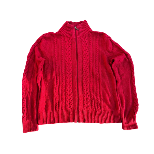 Chaps Denim Cable-Knit Half-Zip – Rot · M – Produktansicht