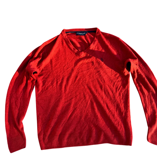 U.S. Polo Assn. Logo V-Neck – Rot · L – Produktansicht