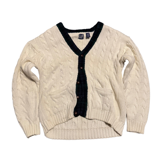 Gap Cable-Knit Cardigan – Creme/Navy · L – Produktansicht