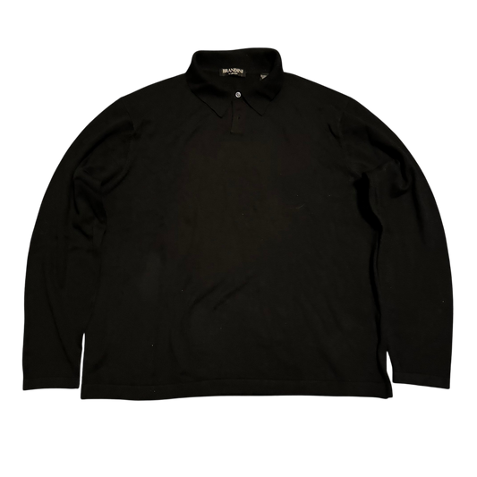 Brandini Fine-Knit Longsleeve Polo – Schwarz · L – Produktansicht