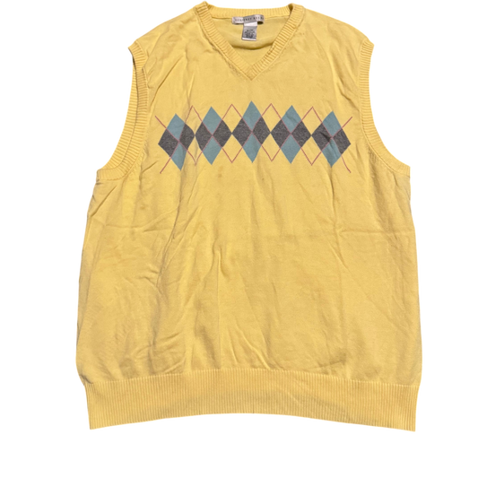 Geoffrey Beene Argyle V-Neck Vest – Gelb/Blau/Grau · XL – Produktansicht