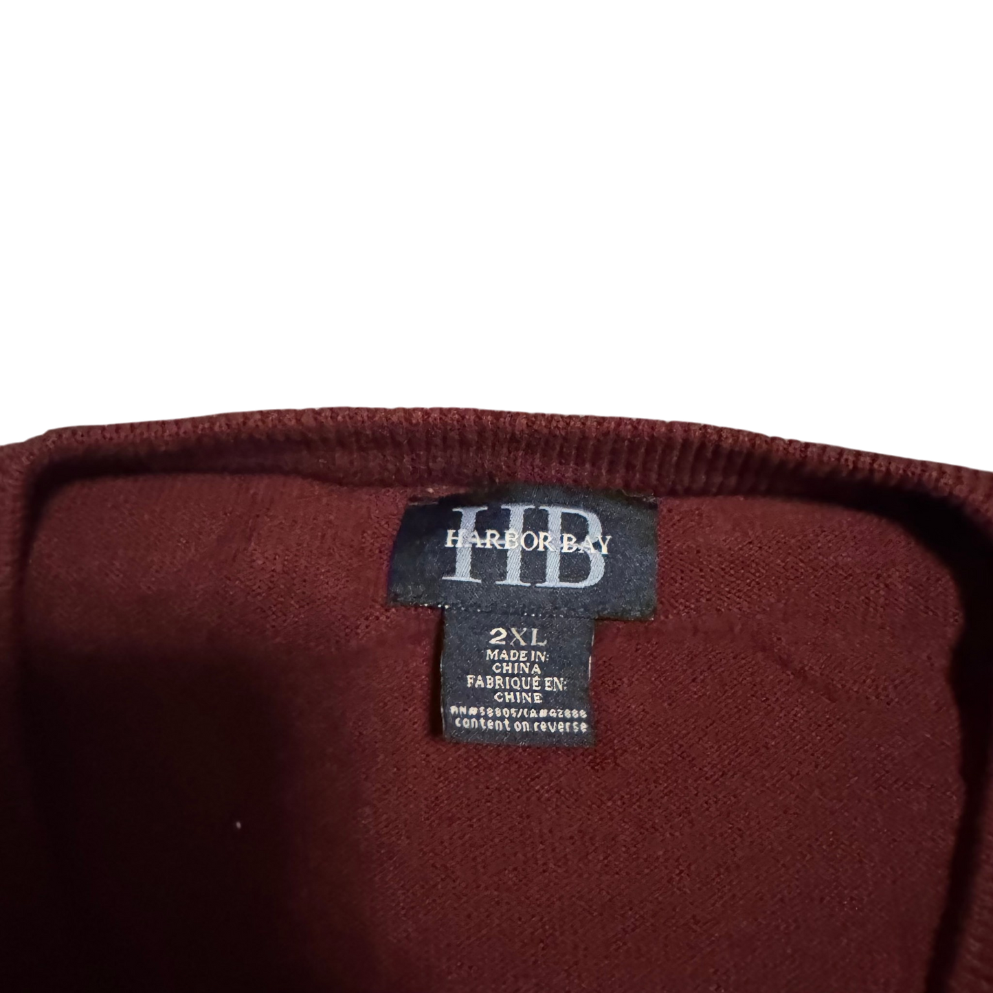 Harbor Bay Classic V-Neck Vest – Bordeaux · 2XL – Marken- und Größenetikett