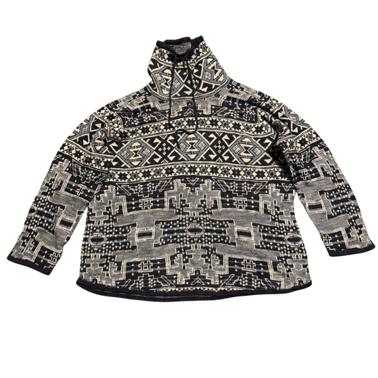 Chaps Denim Geometric Mockneck Knit – Schwarz/Creme · 3X – Produktansicht