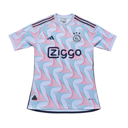 Adidas Ajax Trikot Weiß/Rosa/Hellblau, Gr. S – Vorderansicht