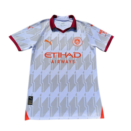 Puma Manchester City Trikot Weiß/Bordeaux, Gr. S – Vorderansicht