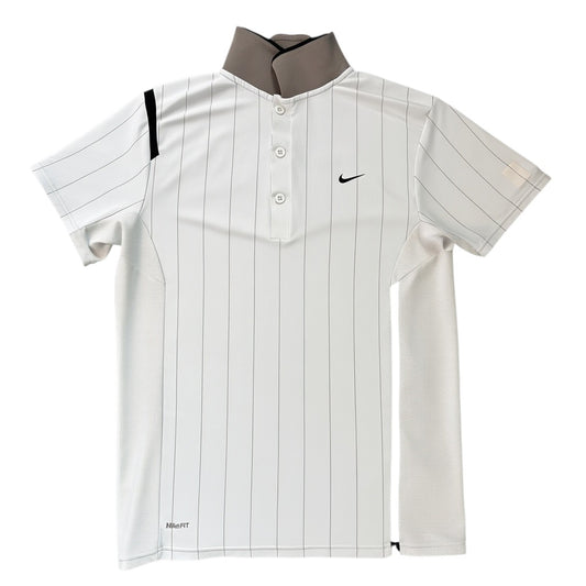 Nike FitDry Stehkragen-Polo Weiß/Grau, Gr. unbekannt – Vorderansicht