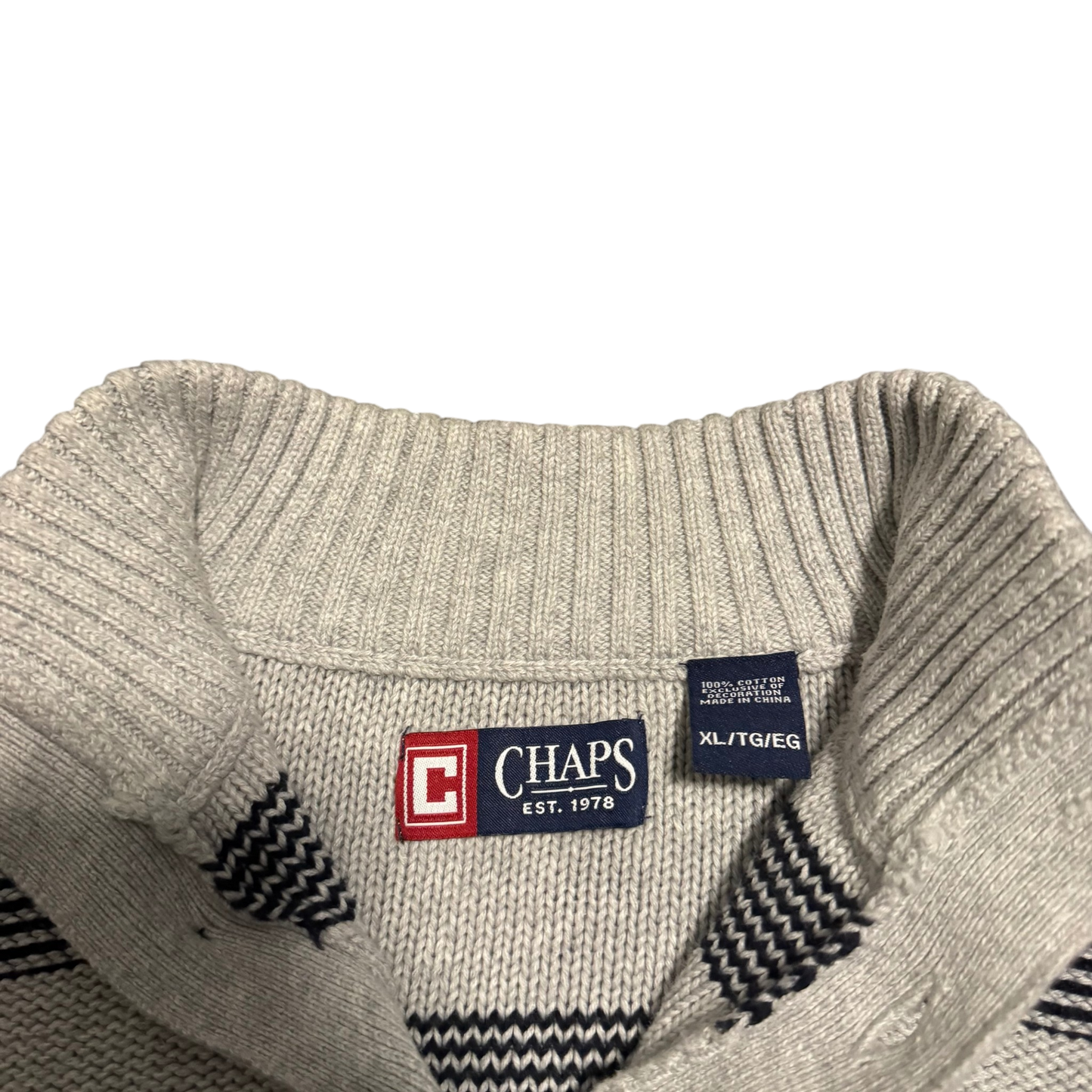 Chaps Streifen-Troyer Beige/Grau, Gr. XL – Etikett
