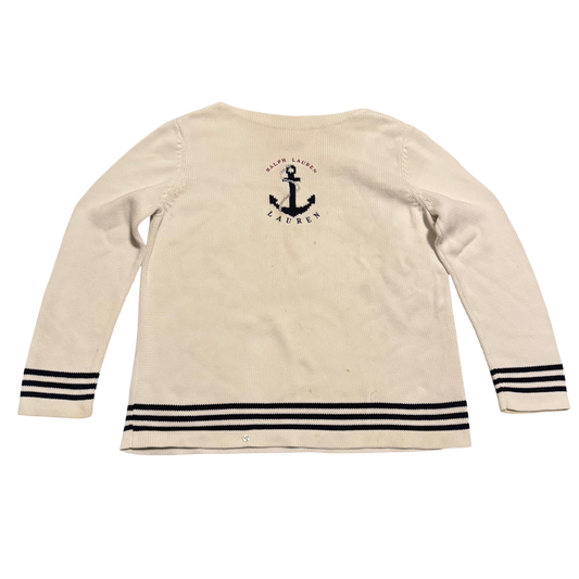 Lauren Ralph Lauren Anker-Pullover Creme, Gr. L – Vorderansicht