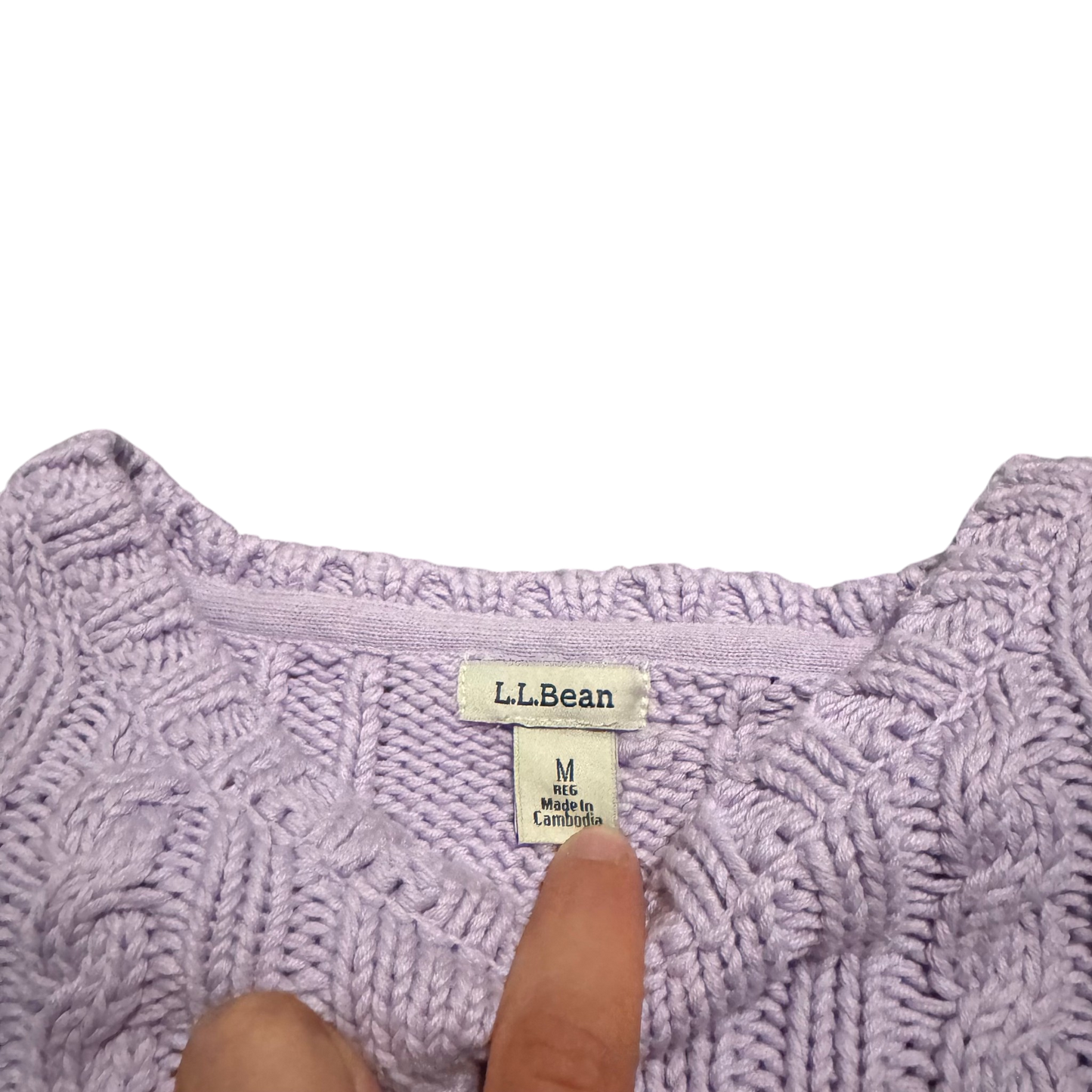 L.L.Bean Zopfstrick-Pullover Flieder, Gr. M Regular – Etikett