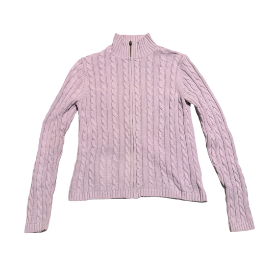 L.L.Bean Zopfstrick-Full-Zip Flieder, Gr. S Regular – Vorderansicht