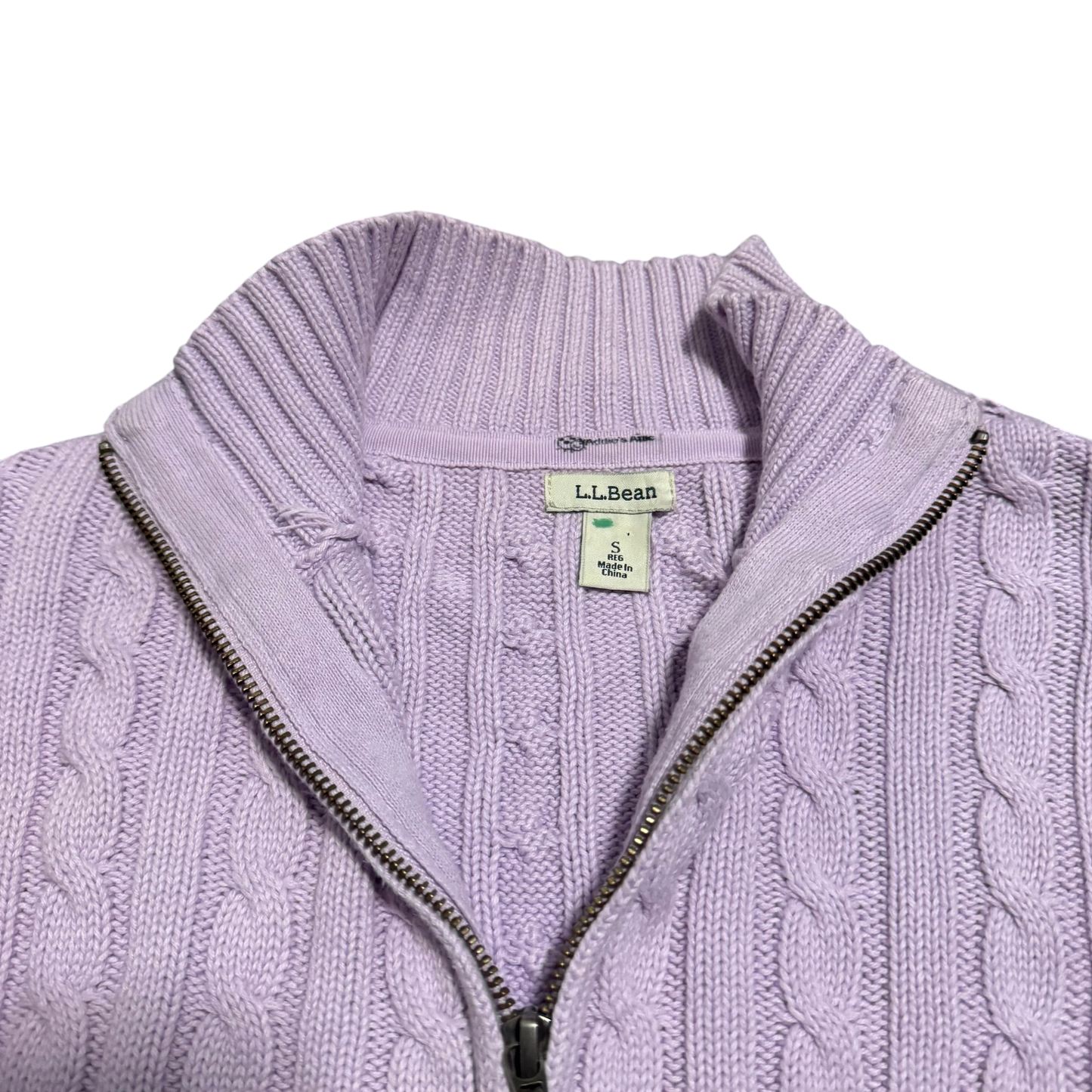 L.L.Bean Zopfstrick-Full-Zip Flieder, Gr. S Regular – Etikett