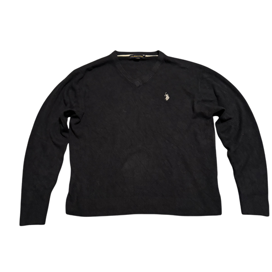 U.S. Polo Assn. V-Neck-Pullover Schwarz, Gr. XXL – Vorderansicht