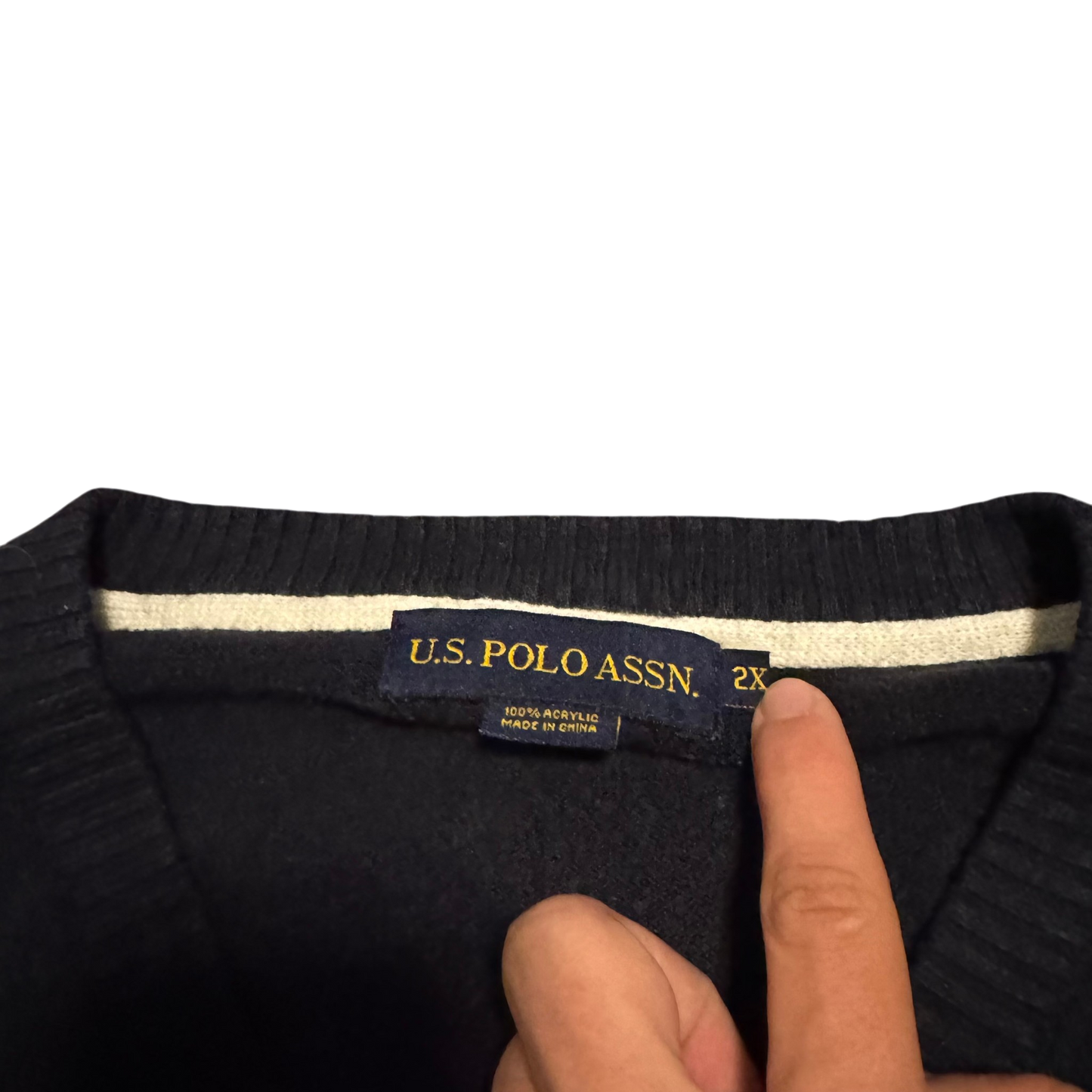 U.S. Polo Assn. V-Neck-Pullover Schwarz, Gr. XXL – Etikett
