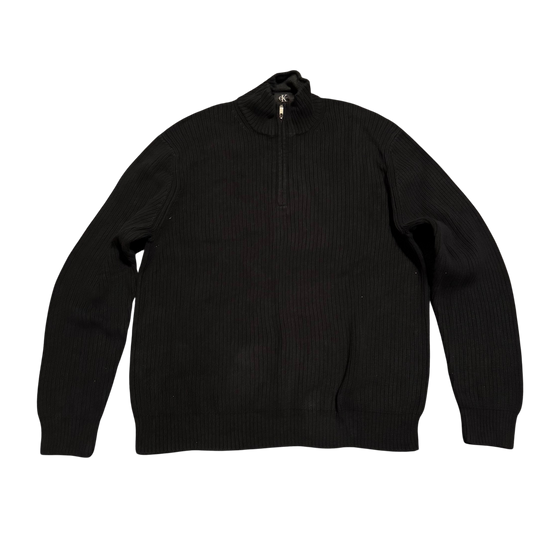 Calvin Klein Jeans Rippstrick Quarter-Zip Schwarz, Gr. XL – Vorderansicht