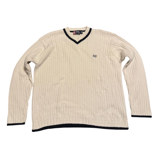 Chaps Ralph Lauren V-Neck-Pullover Creme, Gr. L – Vorderansicht