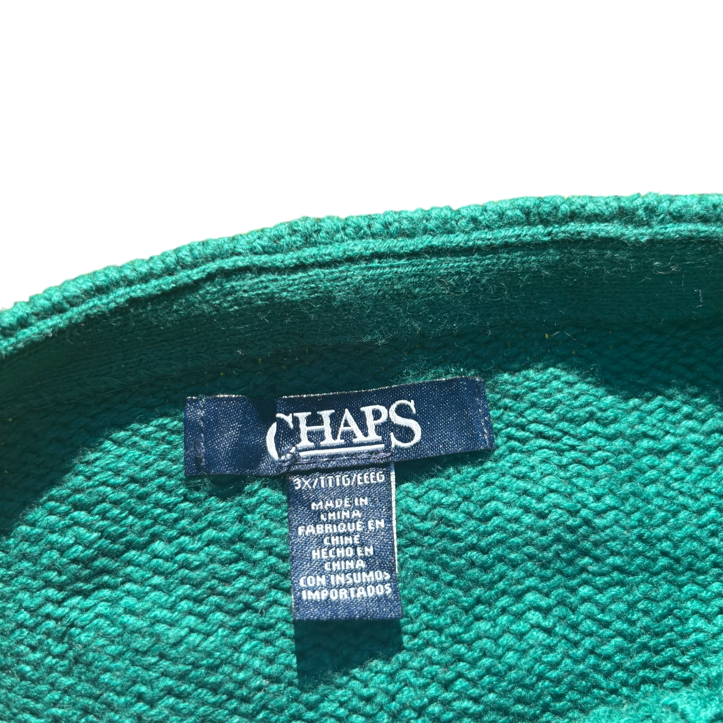 Chaps Zopfstrick-Pullover Grün, Gr. 3X – Marken- und Größenetikett