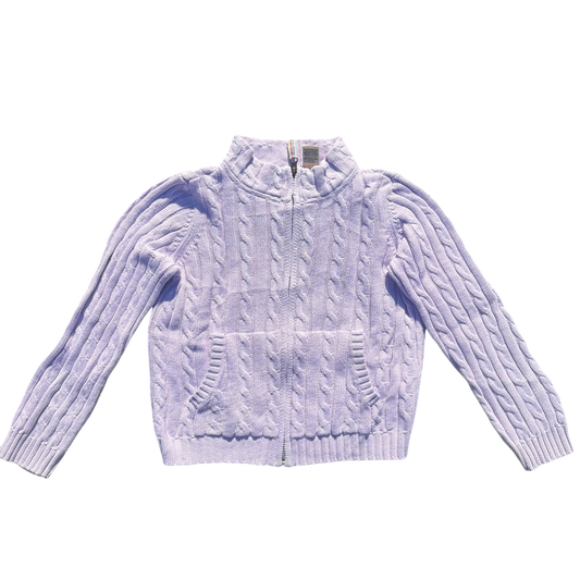 L.L.Bean Girls Zopfstrick-Full-Zip Flieder, Gr. L 6X/7 – Produktansicht
