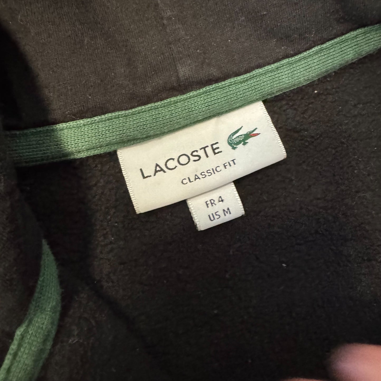 Lacoste Zip Hoodie Schwarz Größe M Label